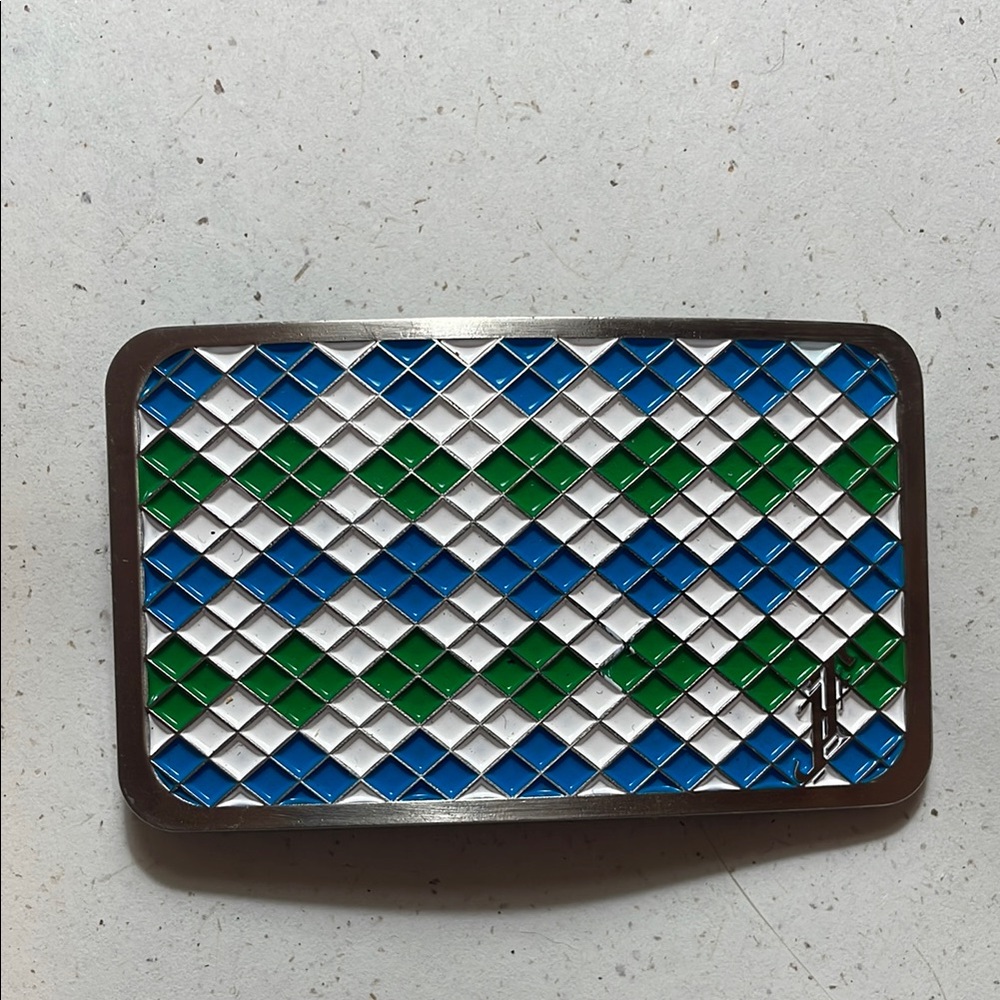 Fluevog Blue Green White Belt Buckle